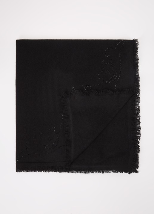 Zadig&Voltaire Stevie sjaal van kasjmier met strass 90 x 90 cm - voorkant 3 zwart