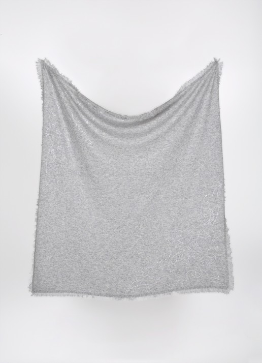 Zadig&Voltaire Stevie sjaal van kasjmier met strass 90 x 90 cm - detail grijsmele