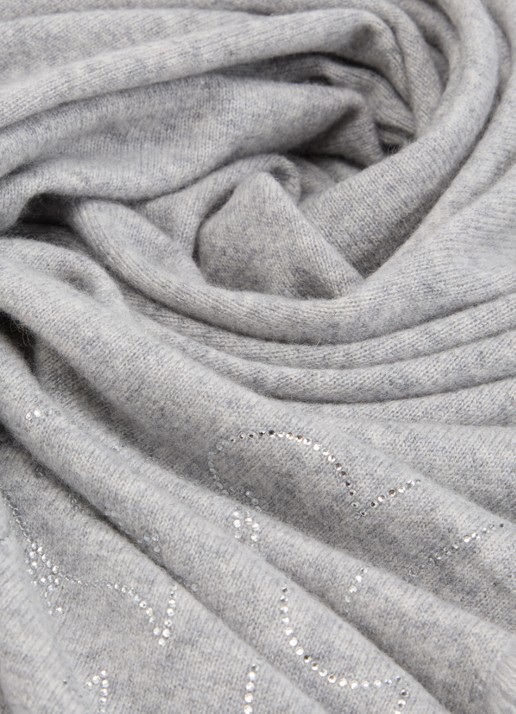 Zadig&Voltaire Stevie sjaal van kasjmier met strass 90 x 90 cm - detail 2 grijsmele