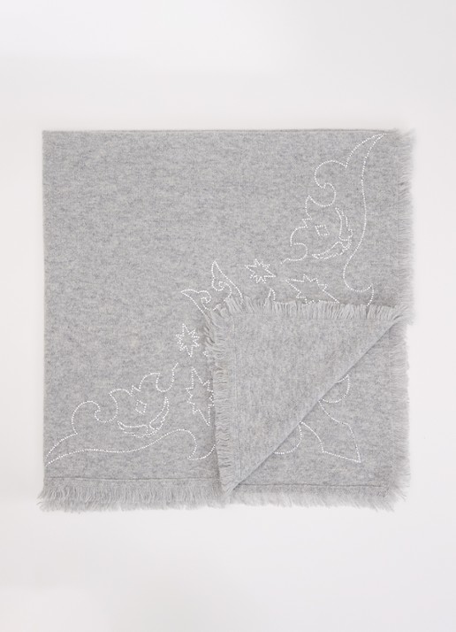 Zadig&Voltaire Stevie sjaal van kasjmier met strass 90 x 90 cm - voorkant 3 grijsmele