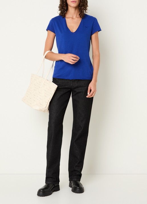 Zadig&Voltaire Story T-shirt met borduring en mesh details - voorkant 2 kobaltblauw