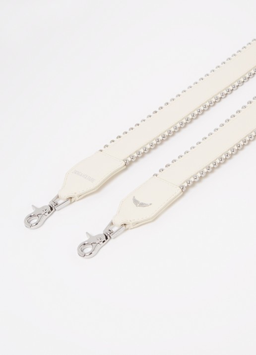 Zadig&Voltaire Studs Piping schouderriem van kalfsleer - detail creme