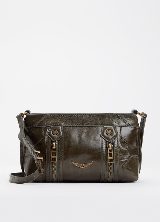 Zadig&Voltaire Sunny Mood crossbodytas van leer met structuur - voorkant donkerbruin
