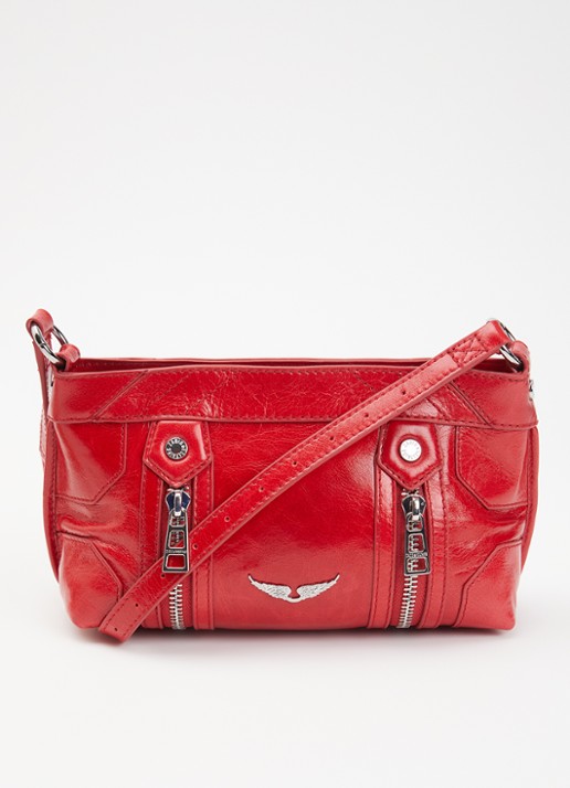 Zadig&Voltaire Sunny Mood crossbodytas van leer met structuur - voorkant rood
