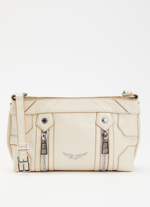 Zadig&Voltaire Sunny Mood crossbodytas van leer met structuur - voorkant 5 ivoor