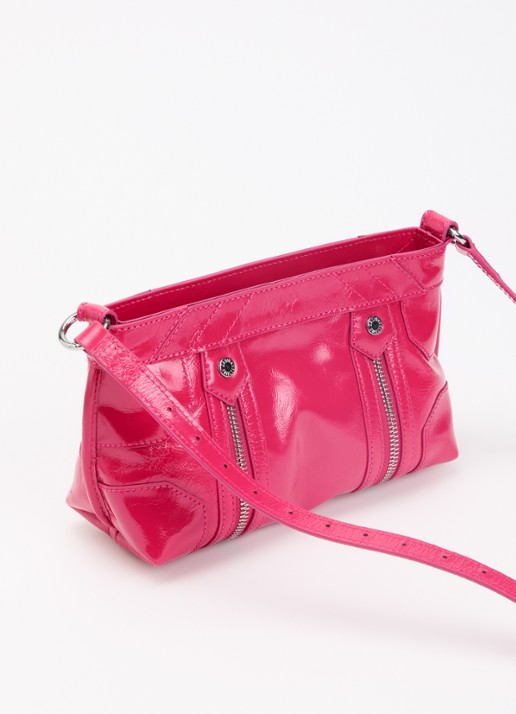 Zadig&Voltaire Sunny Mood crossbodytas van leer met structuur - achterkant roze