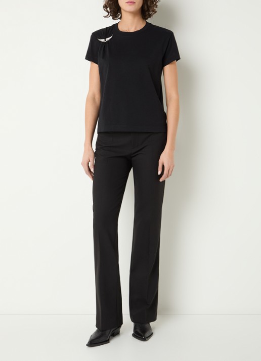 Zadig&Voltaire Suzan T-shirt met afneembare broche - voorkant 2 zwart