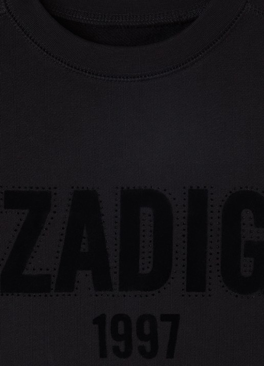 Zadig&Voltaire Sweater flock logoprint - detail 3 zwart