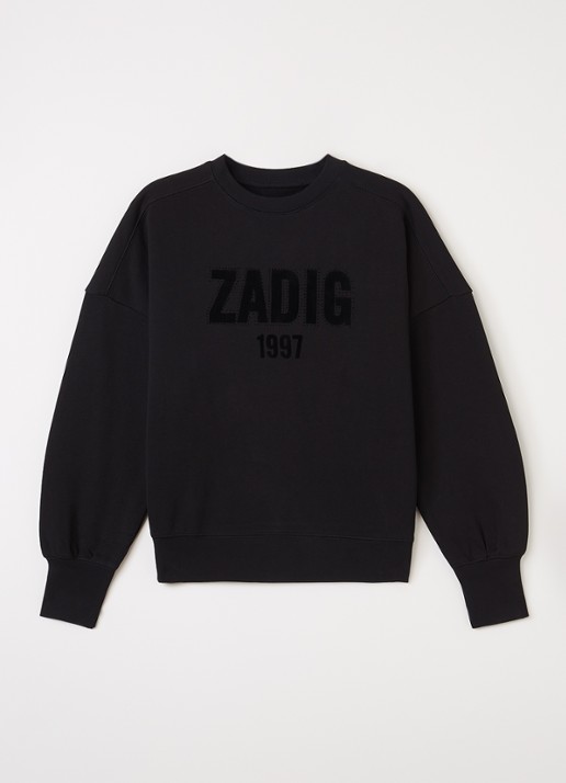 Zadig&Voltaire Sweater flock logoprint - voorkant zwart