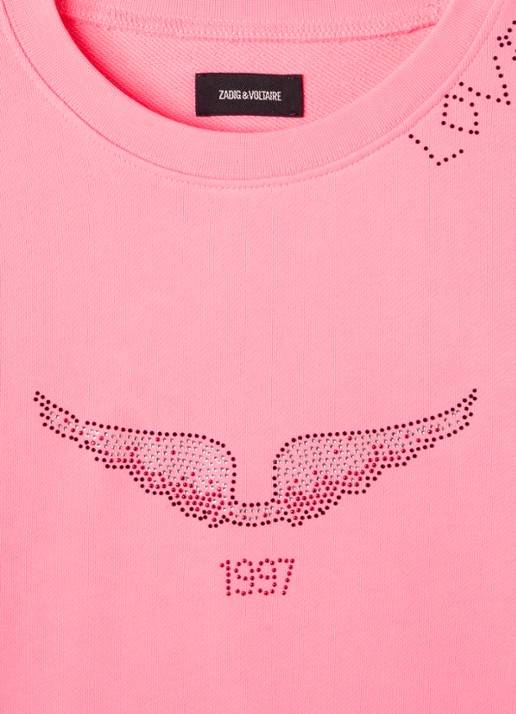 Zadig&Voltaire Sweater met logo en strass - detail 3 neonroze