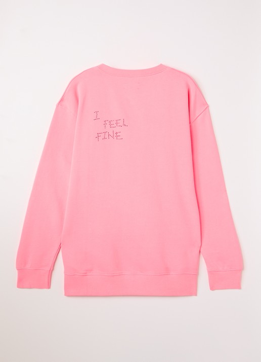 Zadig&Voltaire Sweater met logo en strass - voorkant 2 neonroze