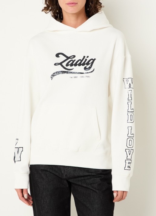 Zadig&Voltaire Sweela hoodie met logo- en backprint - detail 4 ivoor
