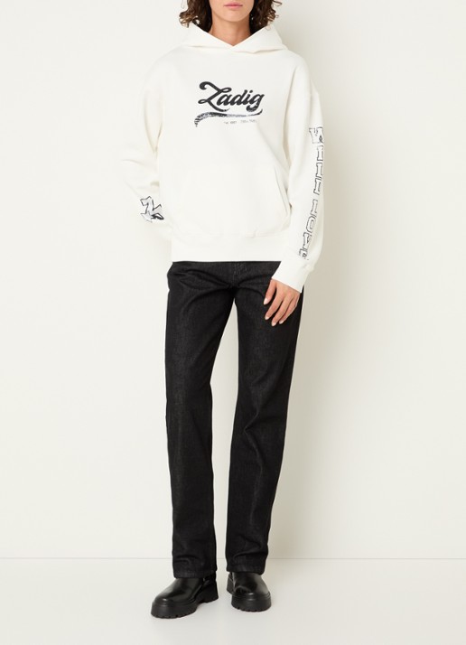Zadig&Voltaire Sweela hoodie met logo- en backprint - voorkant 2 ivoor