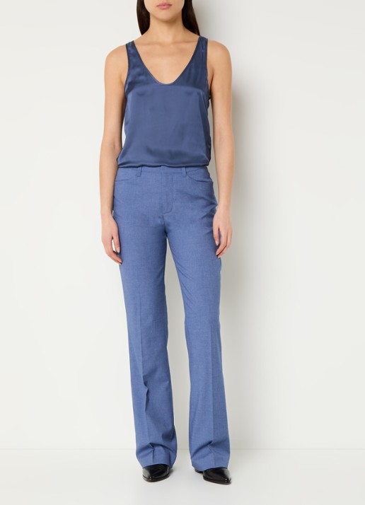 Zadig&Voltaire Tarys tanktop van satijn met strass - voorkant 3 staalblauw
