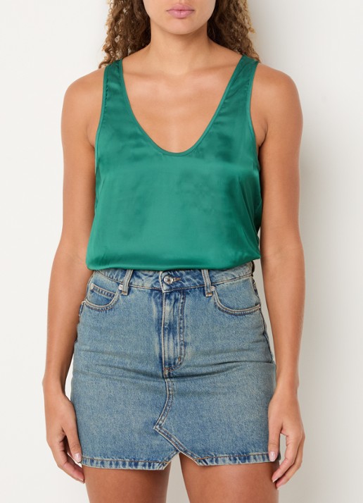 Zadig&Voltaire Tarys tanktop van satijn met strass - detail donkergroen