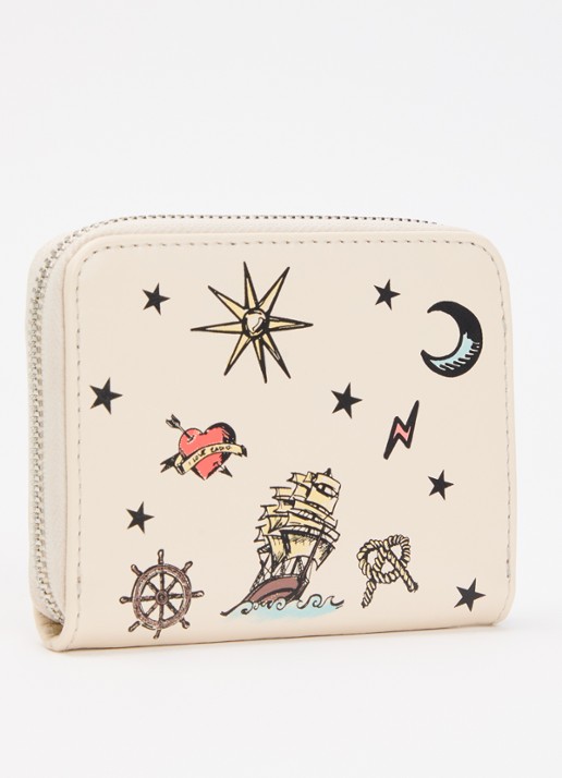 Zadig&Voltaire Tattoo Mini portemonnee van kalfsleer - achterkant 3 beige