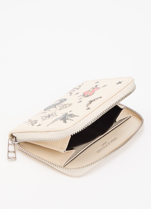 Zadig&Voltaire Tattoo Mini portemonnee van kalfsleer - voorkant 2 beige