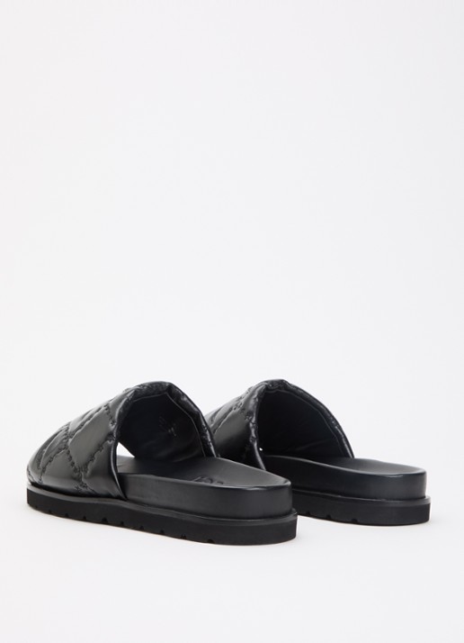 Zadig&Voltaire Teddy Bare Vintage slipper van leer met logoprint - achterkant 5 zwart