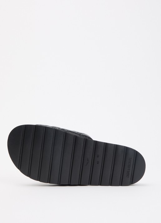 Zadig&Voltaire Teddy Bare Vintage slipper van leer met logoprint - detail 3 zwart