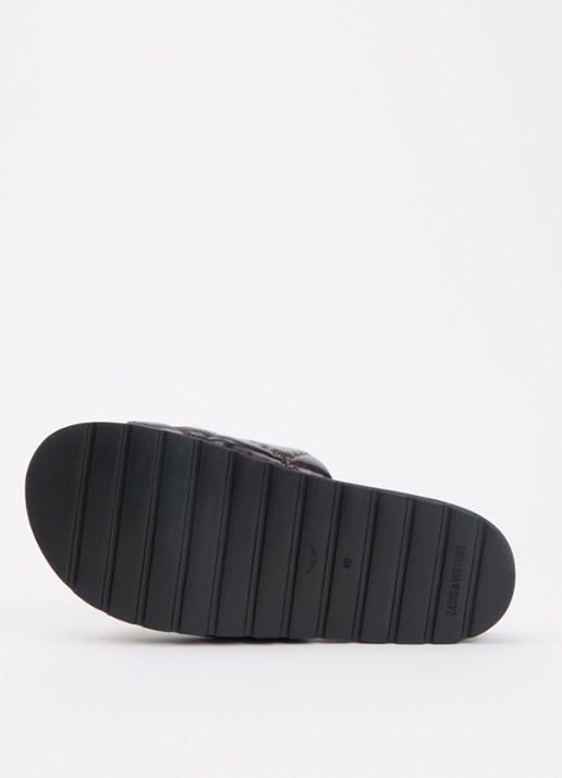Zadig&Voltaire Teddy Bare Vintage slipper van leer met logoprint - detail 5 bordeauxrood