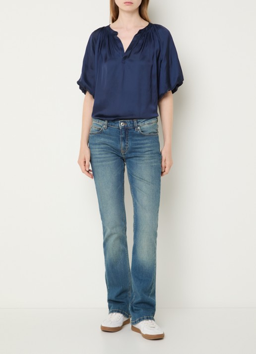 Zadig&Voltaire Teko tuniek van satijn met ballonmouw - voorkant 4 donkerblauw