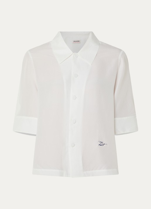 Zadig&Voltaire Telmy blouse van zijde met logoborduring - voorkant 3 wit