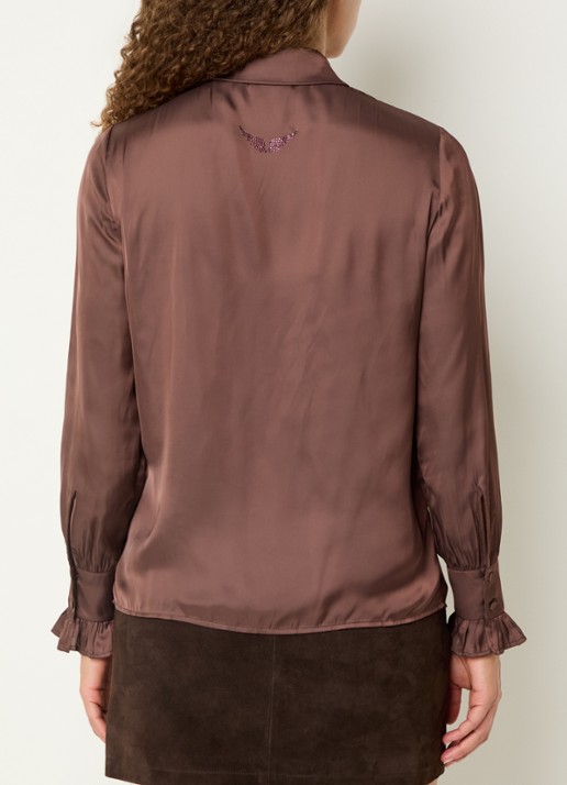 Zadig&Voltaire Thely blouse van satijn met ruches - achterkant 4 paars