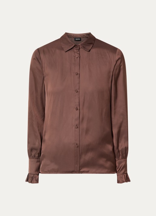 Zadig&Voltaire Thely blouse van satijn met ruches - voorkant paars