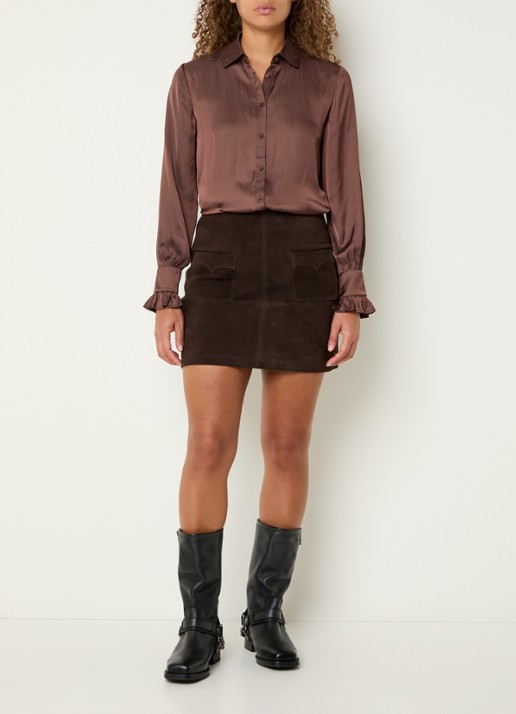 Zadig&Voltaire Thely blouse van satijn met ruches - voorkant 2 paars