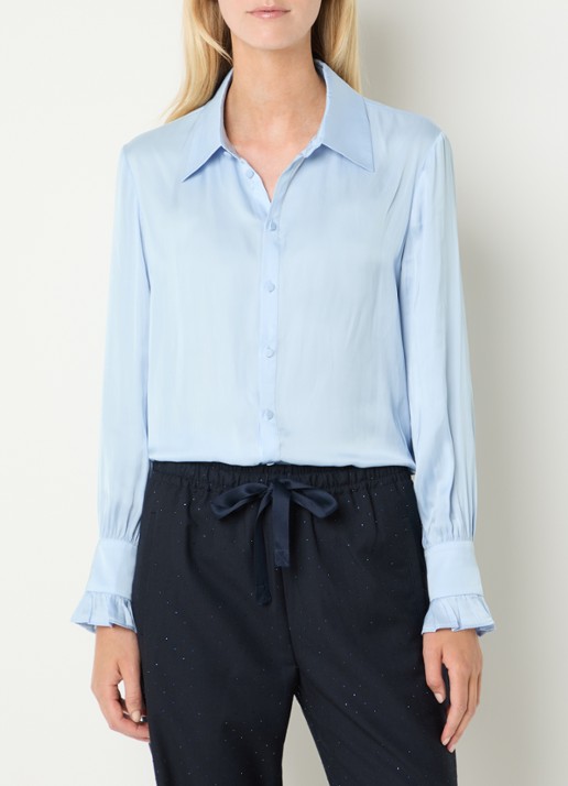 Zadig&Voltaire Thely blouse van satijn met ruches - detail 4 blauwgrijs