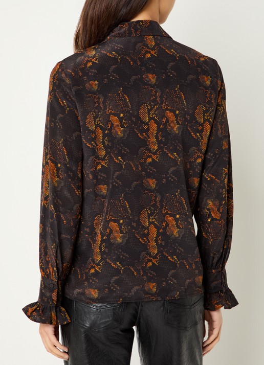 Zadig&Voltaire Thely blouse van zijde met slangenprint - achterkant 4 zwart