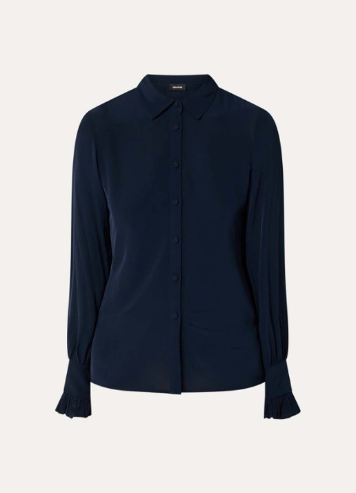 Zadig&Voltaire Thely semi-transparante blouse met ruches - voorkant donkerblauw