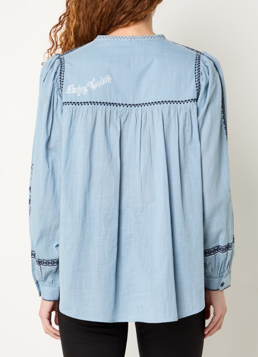 Zadig&Voltaire Tigy tuniek met borduring - achterkant 4 lichtblauw