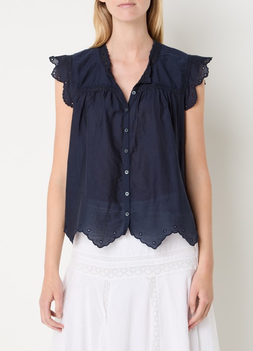 Zadig&Voltaire Tika Tomboy semi-transparante blouse met broderie
