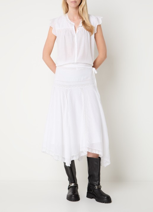 Zadig&Voltaire Tika Tomboy semi-transparante blouse met broderie - voorkant 3 wit