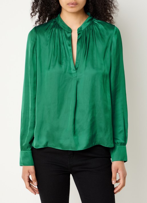 Zadig&Voltaire Tink tuniek van satijn met plooidetail - detail zeegroen