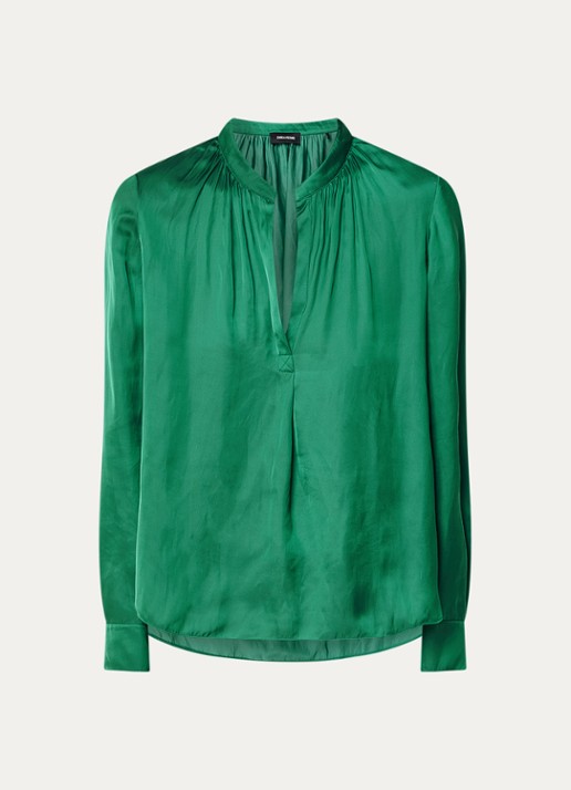 Zadig&Voltaire Tink tuniek van satijn met plooidetail - voorkant 3 zeegroen