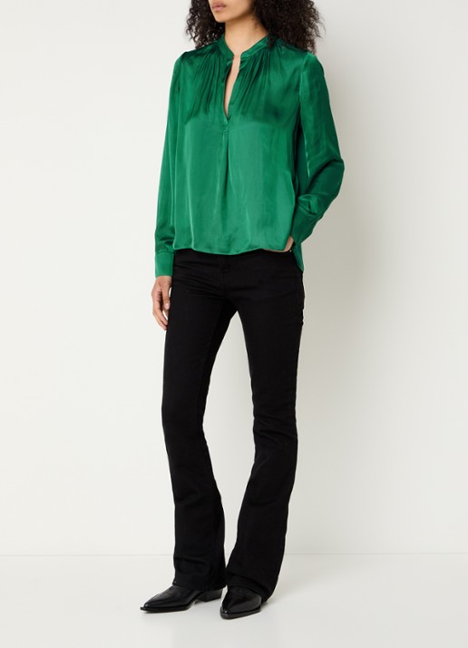 Zadig&Voltaire Tink tuniek van satijn met plooidetail - voorkant 4 zeegroen
