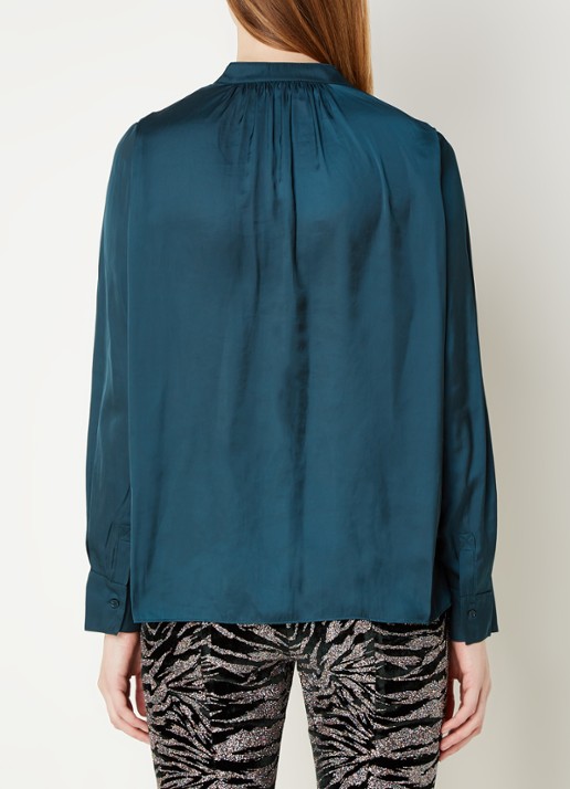 Zadig&Voltaire Tink tuniek van satijn met plooidetail - achterkant 4 petrol