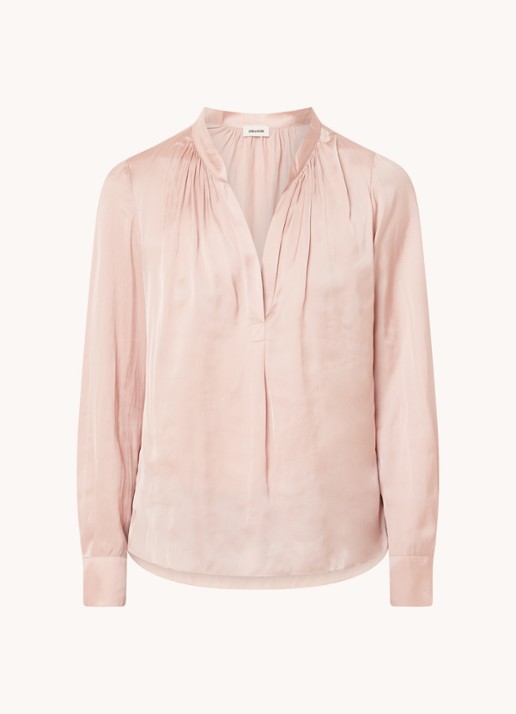 Zadig&Voltaire Tink tuniek van satijn met plooidetail - voorkant zalmroze
