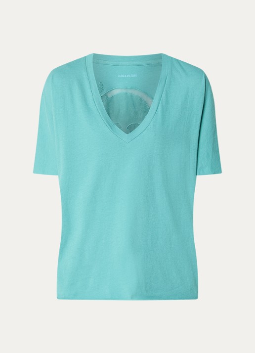 Zadig&Voltaire Tommer T-shirt met borduring  - voorkant 3 zeegroen