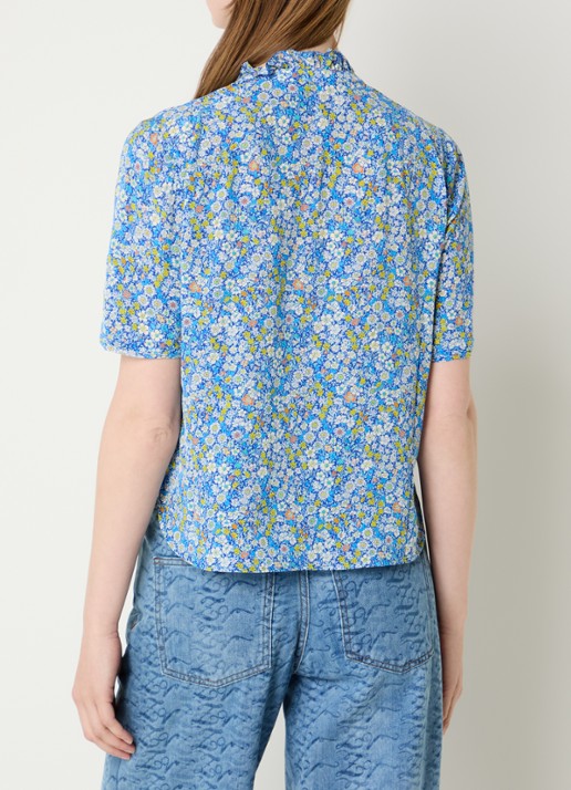 Zadig&Voltaire Topher tuniek met bloemenprint - achterkant blauw