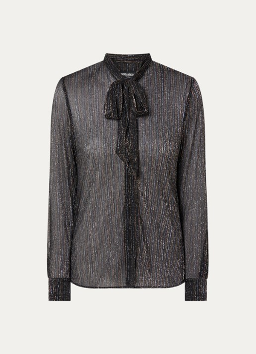 Zadig&Voltaire Tulba semi-transparante blouse met sjaalkraag en lurex