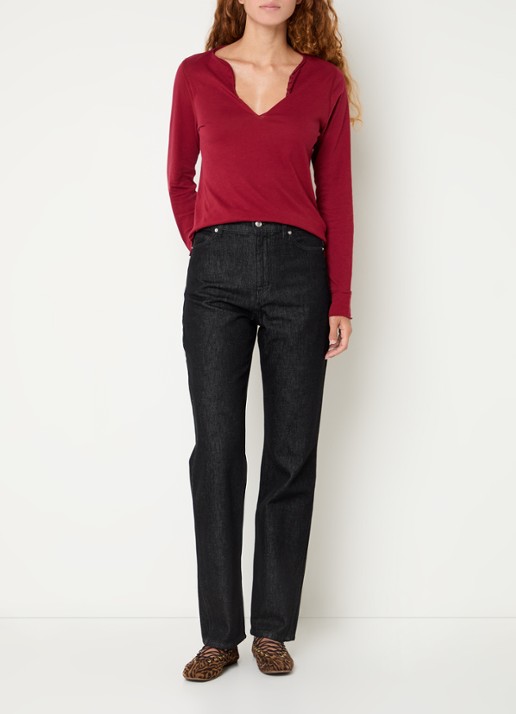 Zadig&Voltaire Tuni longsleeve met V-hals en sierknopen - voorkant 3 rood