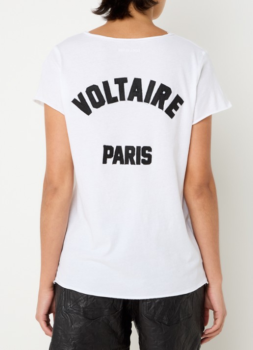 Zadig&Voltaire Tuni T-shirt met logoborduring - detail 4 wit