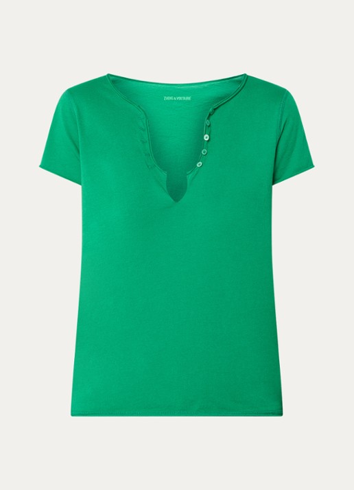 Zadig&Voltaire Tuni T-shirt met V-hals - voorkant 2 donkergroen