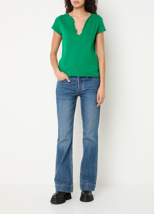 Zadig&Voltaire Tuni T-shirt met V-hals - voorkant 3 donkergroen