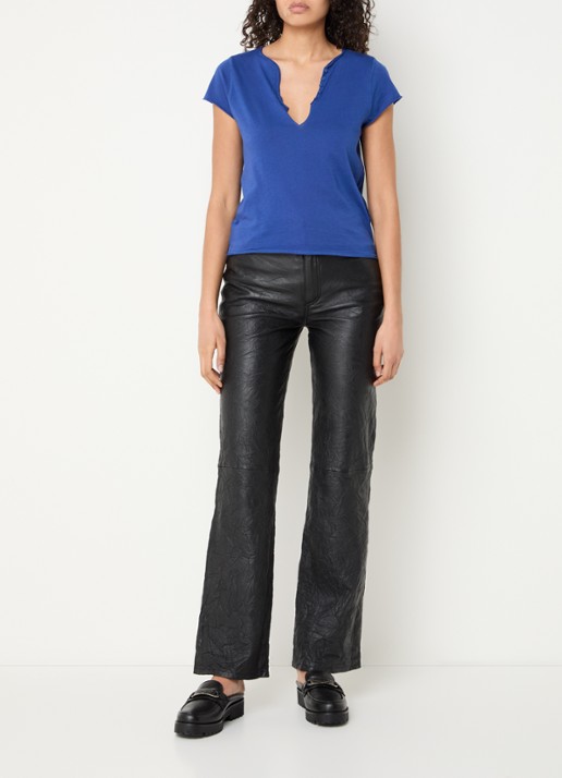 Zadig&Voltaire Tuni T-shirt met V-hals - voorkant 3 kobaltblauw