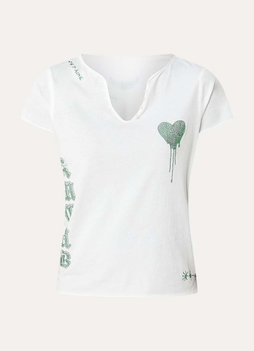 Zadig&Voltaire Tunisien T-Shirt met strass - voorkant wit