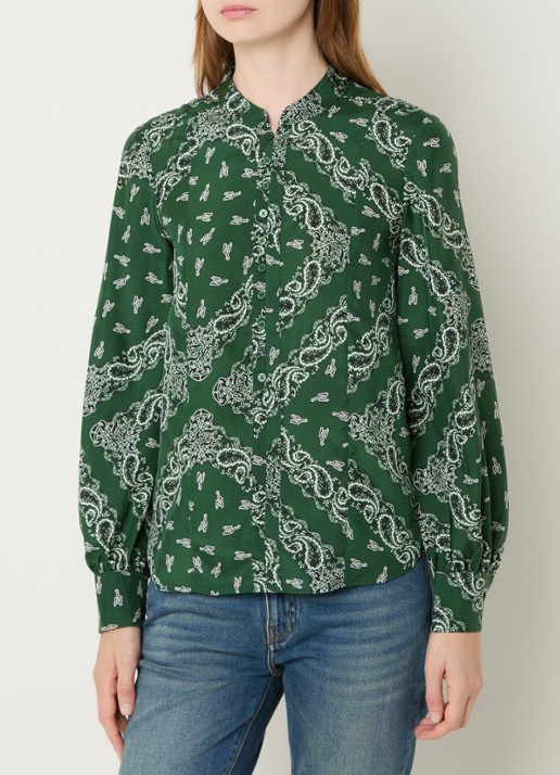 Zadig&Voltaire Twina blouse van zijde met paisley dessin - detail 3 donkergroen